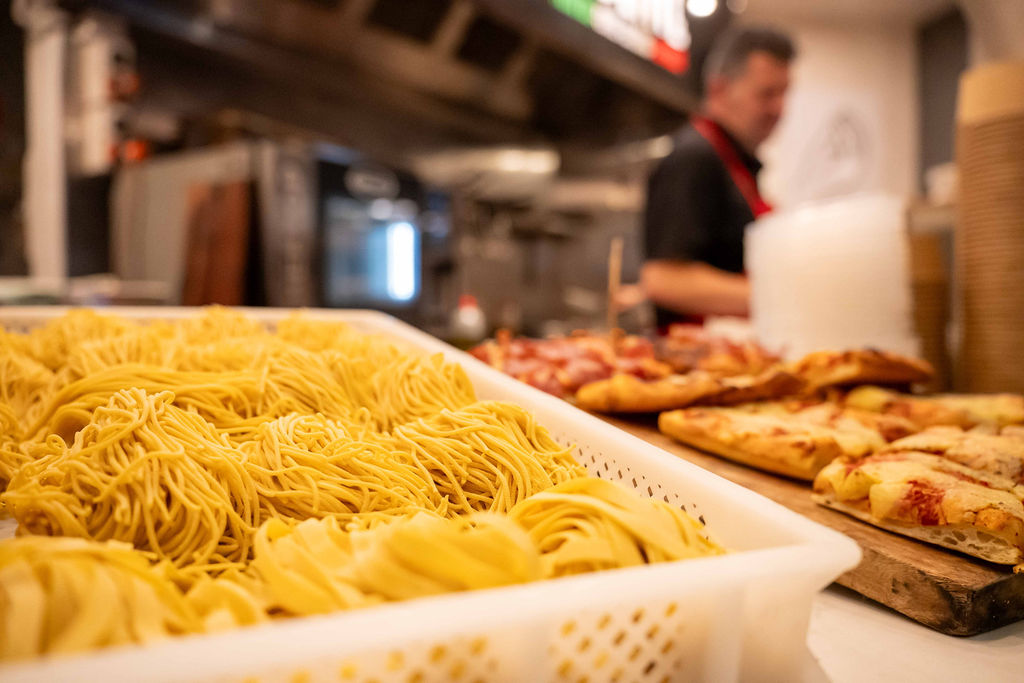 Corporate catering spread by Al Dente Pasta Bar